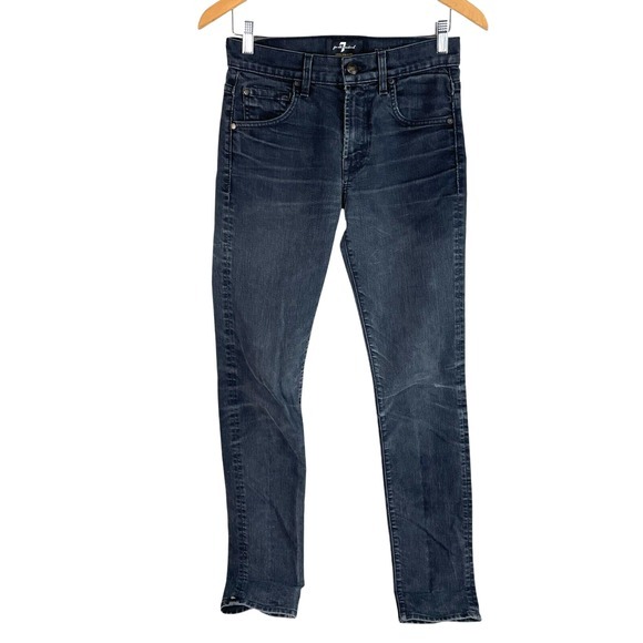 7 For All Mankind Other - Seven 7 For All Mankind Mens Paxtyn Slim Fit Jeans 28x32 Black Dark Wash Stretch
